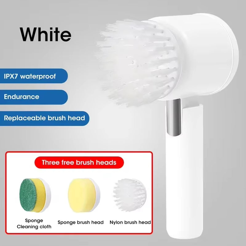 5-In-1 Electric Spin Scrubber Brush for Bathroom Tile Bathtub Sink, Power Scrubber with 5 Replaceable Brush Heads