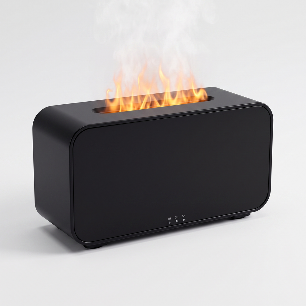 Flame Effect Aroma Diffuser & Humidifier - Black, USB Powered