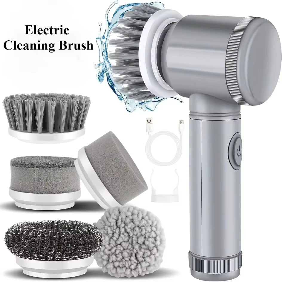 5-In-1 Electric Spin Scrubber Brush for Bathroom Tile Bathtub Sink, Power Scrubber with 5 Replaceable Brush Heads