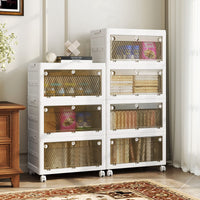 3-Tier/4-Tier Stackable Storage Bins with 3-Way-To-Open Drawers and Wheels