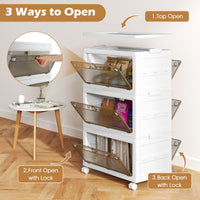 3-Tier/4-Tier Stackable Storage Bins with 3-Way-To-Open Drawers and Wheels