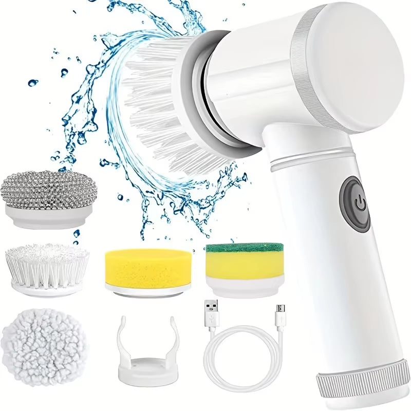 5-In-1 Electric Spin Scrubber Brush for Bathroom Tile Bathtub Sink, Power Scrubber with 5 Replaceable Brush Heads