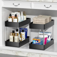 1/2 Pcs under Sink Storage Organizer 2 Tier Drawer Multipurpose Rack Cabinet under Sink Storage Rack Bathroom Kitchen Organizer