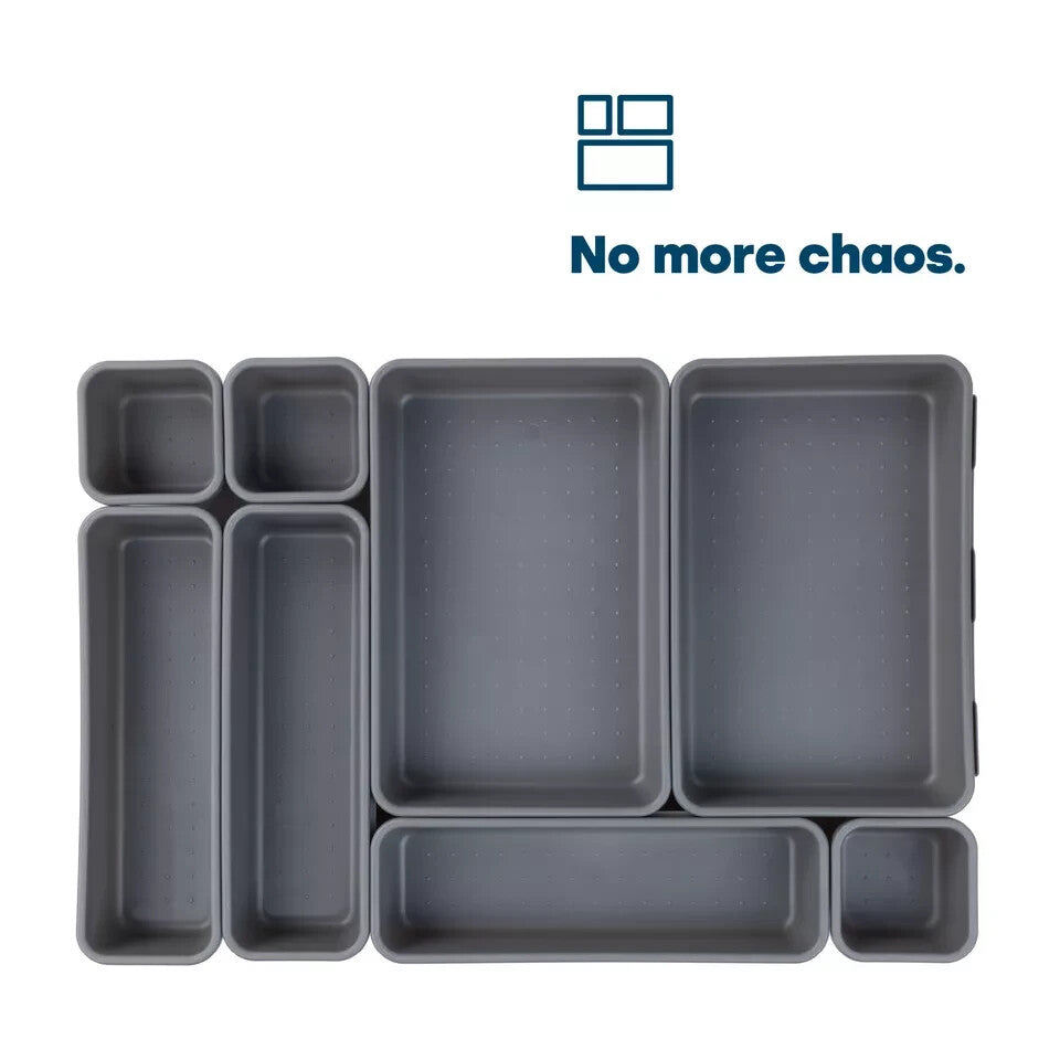 8Pcs/Set Drawer Draw Organisers Insert Storage Solution Tidy Socks Divider Box