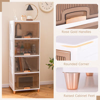 4-Tier Storage Bins Stackable Storage Containers with Magnetic Doors