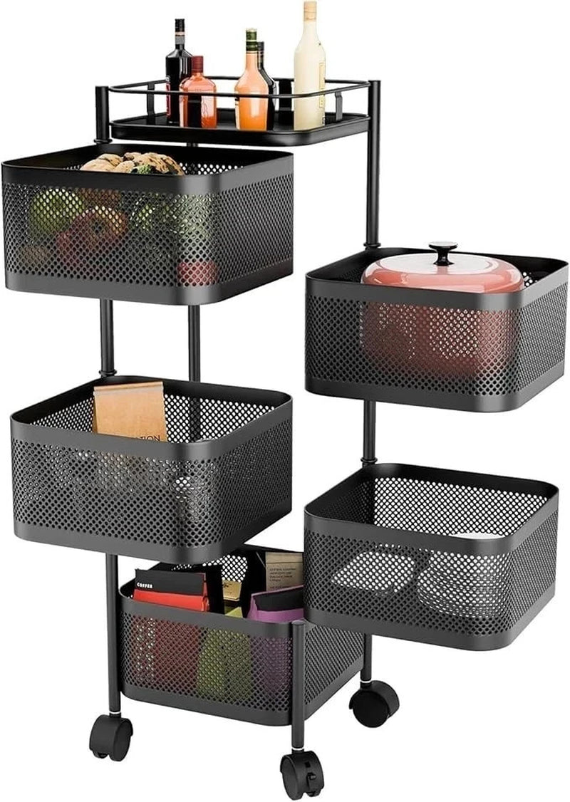 Rotating Storage Rack Trolley Cart Kitchen Bathroom Organizer Vegetable Shelf