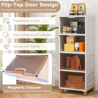 4-Tier Storage Bins Stackable Storage Containers with Magnetic Doors
