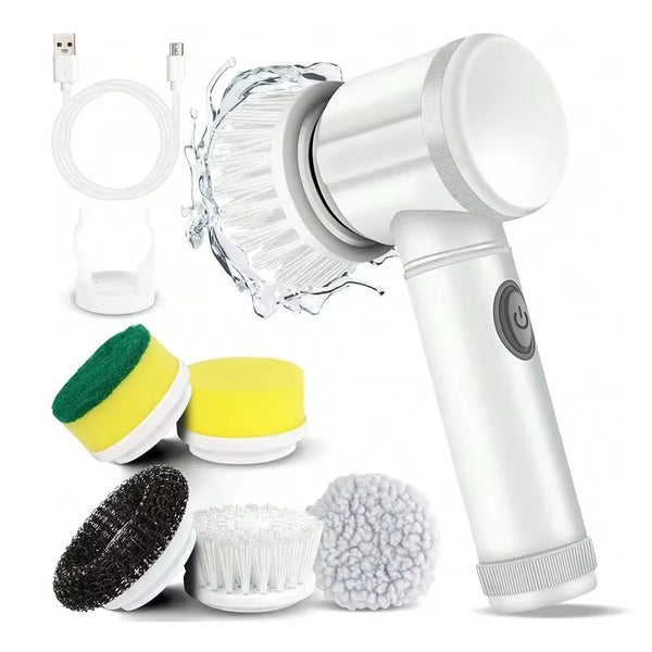5-In-1 Electric Spin Scrubber Brush for Bathroom Tile Bathtub Sink, Power Scrubber with 5 Replaceable Brush Heads