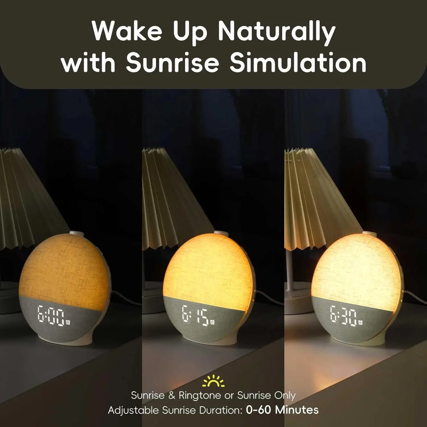 Sunrise Alarm Clock White Noise Sound Machine Wake up Light 30 Sleep Sounds Bluetooth Speaker Night Light for Bedroom Ideal Gift
