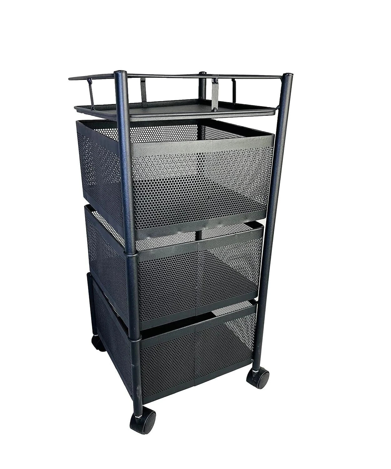 Rotating Storage Rack Trolley Cart Kitchen Bathroom Organizer Vegetable Shelf