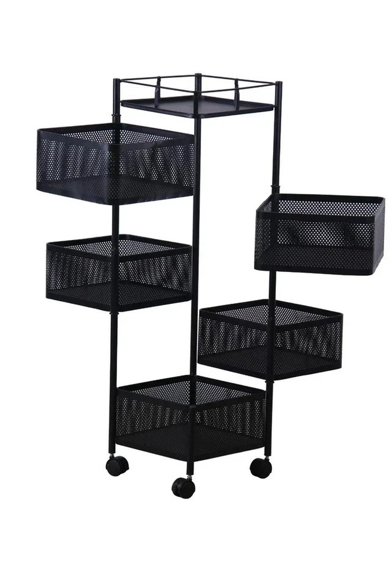 Rotating Storage Rack Trolley Cart Kitchen Bathroom Organizer Vegetable Shelf