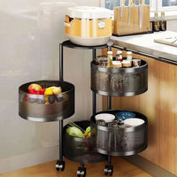 Rotating Storage Rack Trolley Cart Kitchen Bathroom Organizer Vegetable Shelf