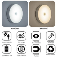 Led Motion Sensor Light USB Rechargeable PIR Wall Cabinet Stair Night Light Lamp