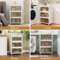 3-Tier/4-Tier Stackable Storage Bins with 3-Way-To-Open Drawers and Wheels