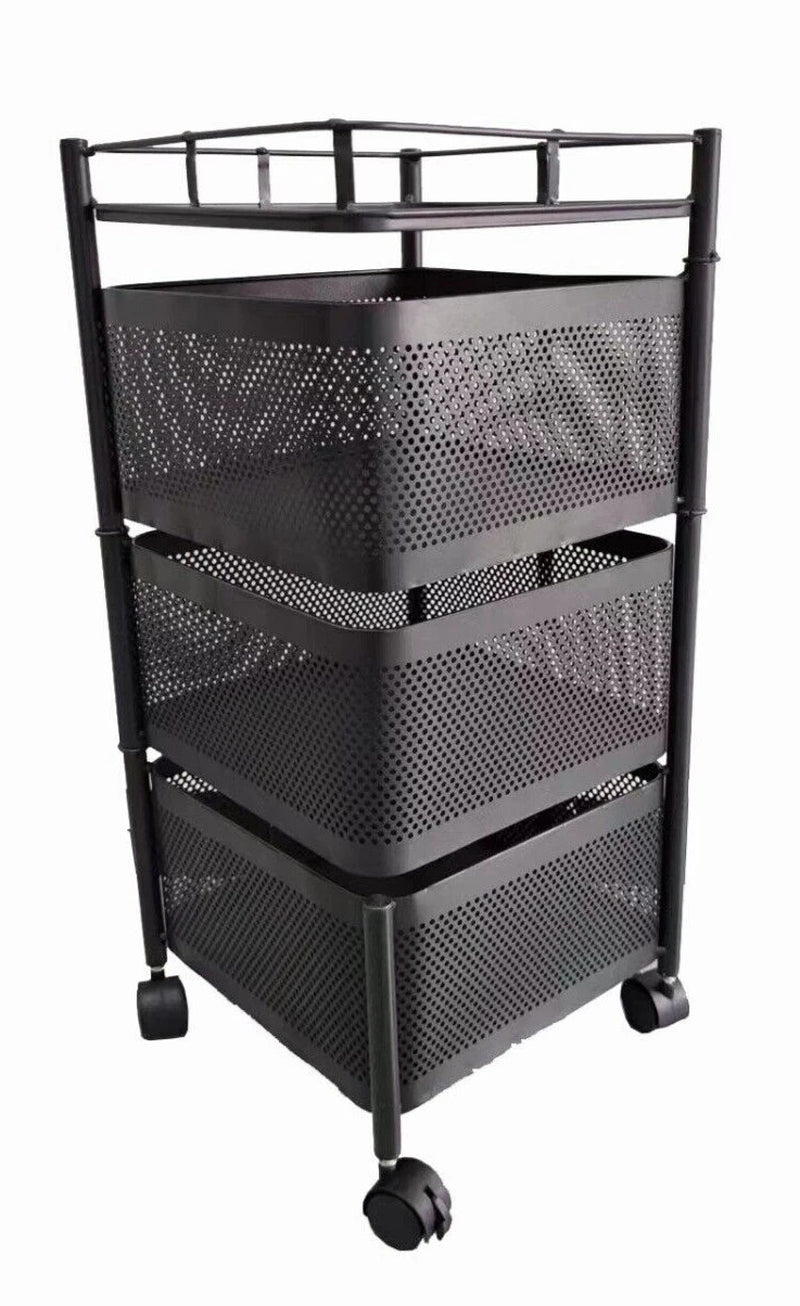 Rotating Storage Rack Trolley Cart Kitchen Bathroom Organizer Vegetable Shelf