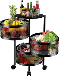 Rotating Storage Rack Trolley Cart Kitchen Bathroom Organizer Vegetable Shelf