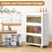 3-Tier/4-Tier Stackable Storage Bins with 3-Way-To-Open Drawers and Wheels