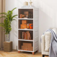 4-Tier Storage Bins Stackable Storage Containers with Magnetic Doors