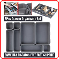 8Pcs/Set Drawer Draw Organisers Insert Storage Solution Tidy Socks Divider Box