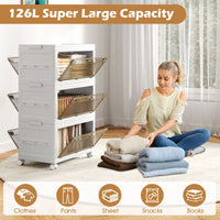 3-Tier/4-Tier Stackable Storage Bins with 3-Way-To-Open Drawers and Wheels