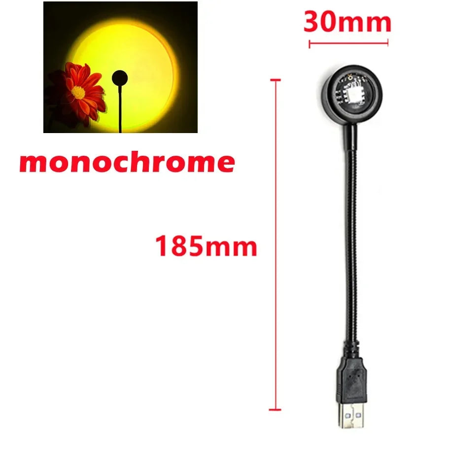 5V USB Sunset Lamp LED Rainbow Neon Night Light Projector Home Decor Mood Light for Bedroom Living Room Wall Gift Photography