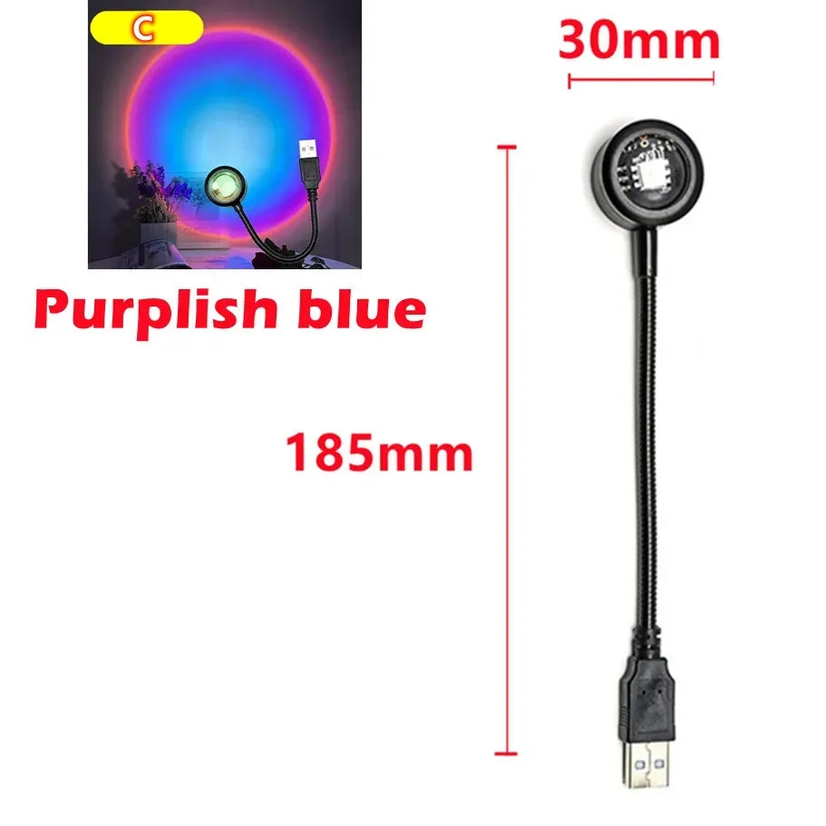 5V USB Sunset Lamp LED Rainbow Neon Night Light Projector Home Decor Mood Light for Bedroom Living Room Wall Gift Photography