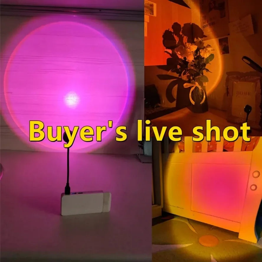 5V USB Sunset Lamp LED Rainbow Neon Night Light Projector Home Decor Mood Light for Bedroom Living Room Wall Gift Photography