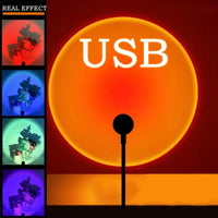 5V USB Sunset Lamp LED Rainbow Neon Night Light Projector Home Decor Mood Light for Bedroom Living Room Wall Gift Photography