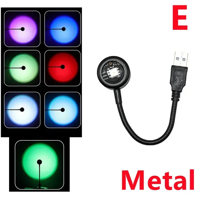 5V USB Sunset Lamp LED Rainbow Neon Night Light Projector Home Decor Mood Light for Bedroom Living Room Wall Gift Photography