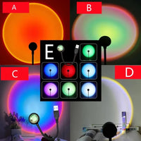 5V USB Sunset Lamp LED Rainbow Neon Night Light Projector Home Decor Mood Light for Bedroom Living Room Wall Gift Photography