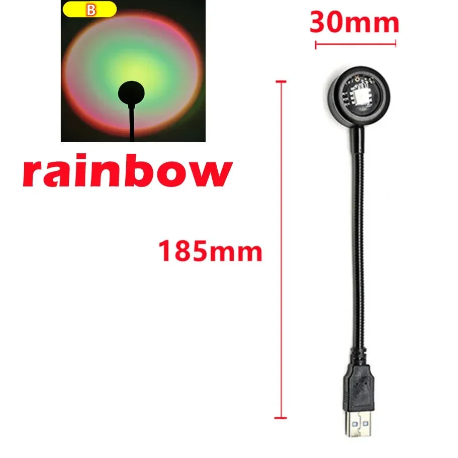 5V USB Sunset Lamp LED Rainbow Neon Night Light Projector Home Decor Mood Light for Bedroom Living Room Wall Gift Photography