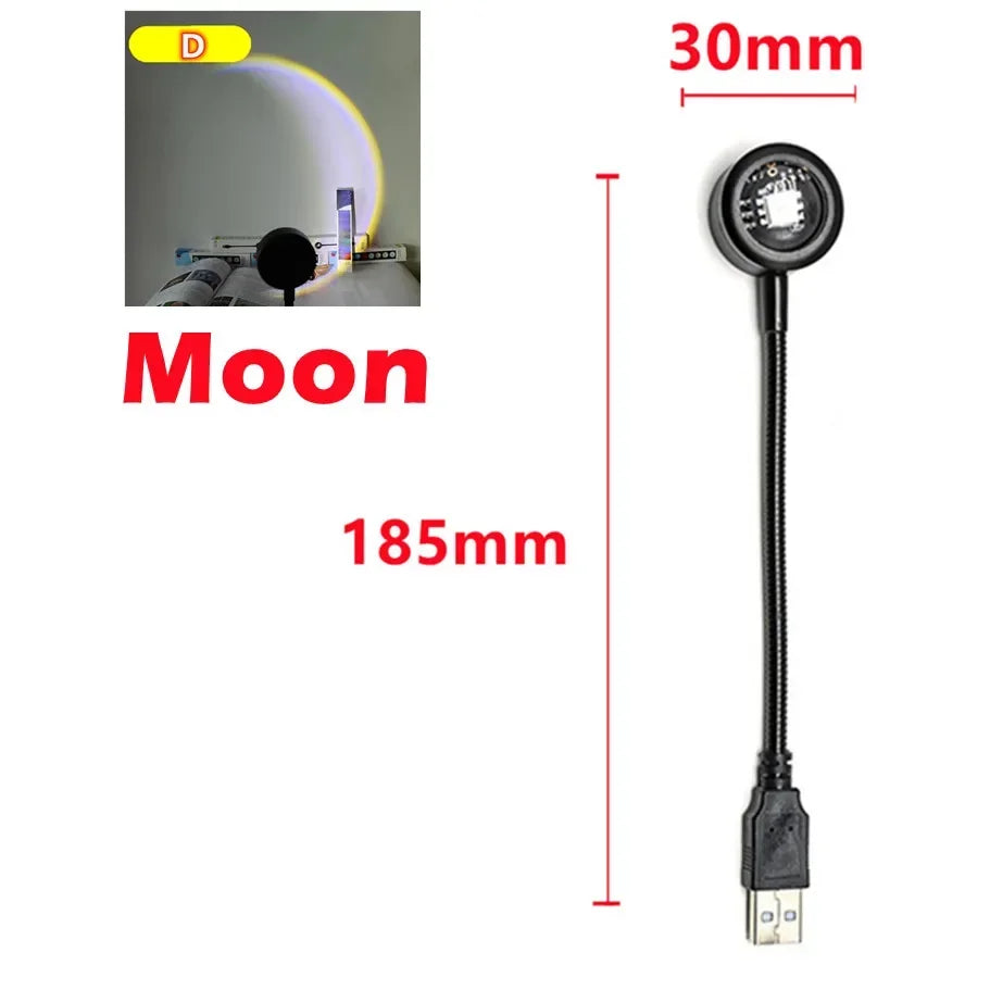 5V USB Sunset Lamp LED Rainbow Neon Night Light Projector Home Decor Mood Light for Bedroom Living Room Wall Gift Photography