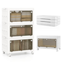 3-Tier/4-Tier Stackable Storage Bins with 3-Way-To-Open Drawers and Wheels