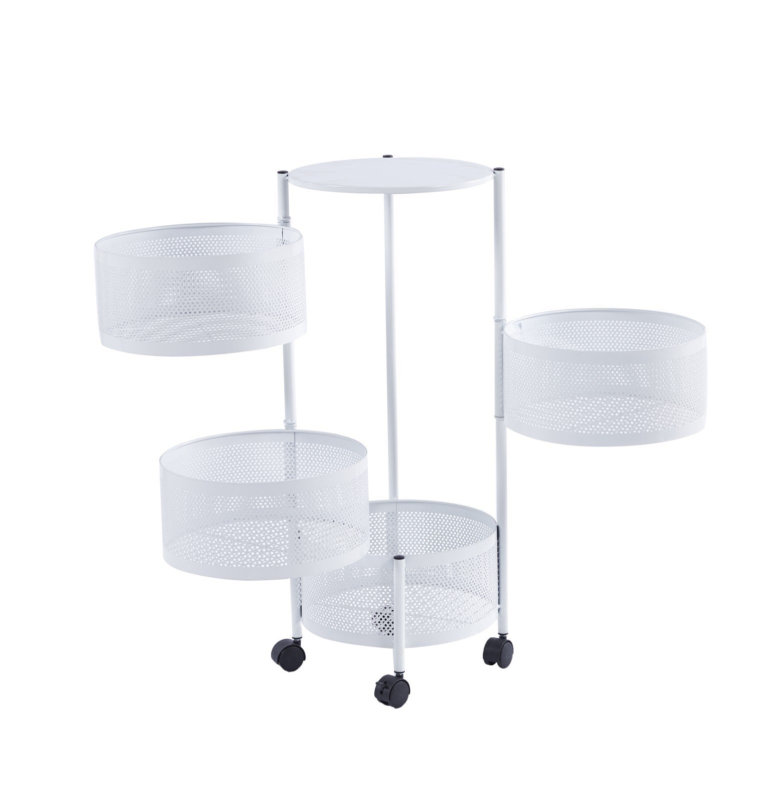 Rotating Storage Rack Trolley Cart Kitchen Bathroom Organizer Vegetable Shelf