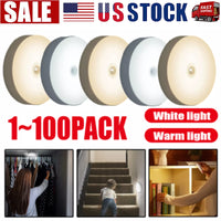 Led Motion Sensor Light USB Rechargeable PIR Wall Cabinet Stair Night Light Lamp