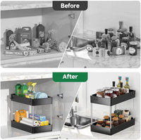 1/2 Pcs under Sink Storage Organizer 2 Tier Drawer Multipurpose Rack Cabinet under Sink Storage Rack Bathroom Kitchen Organizer