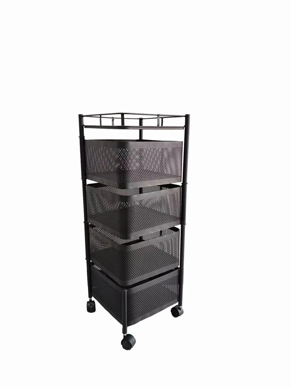 Rotating Storage Rack Trolley Cart Kitchen Bathroom Organizer Vegetable Shelf