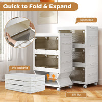 3-Tier/4-Tier Stackable Storage Bins with 3-Way-To-Open Drawers and Wheels