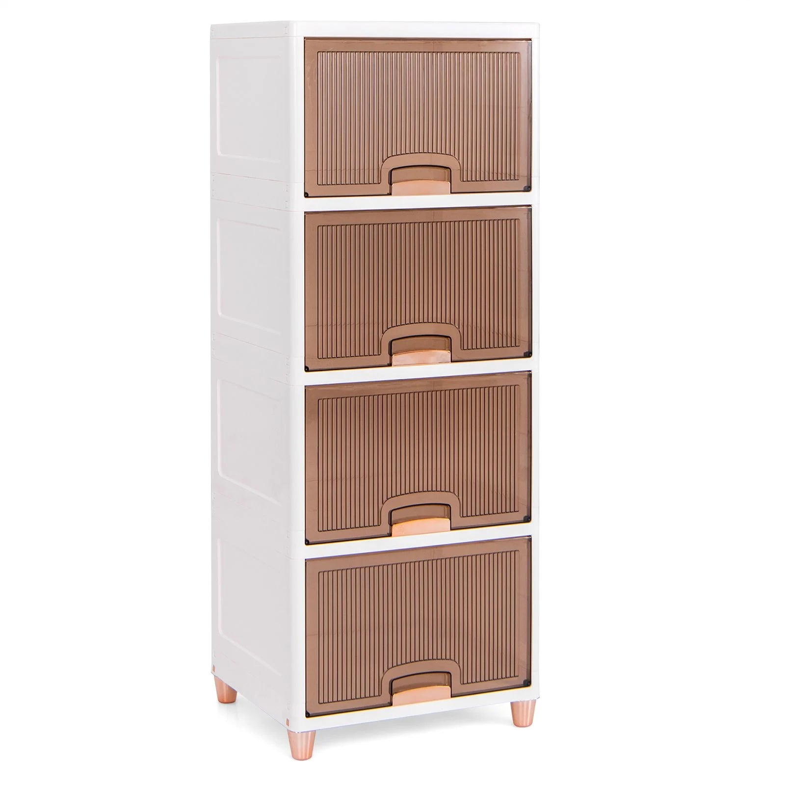 4-Tier Storage Bins Stackable Storage Containers with Magnetic Doors