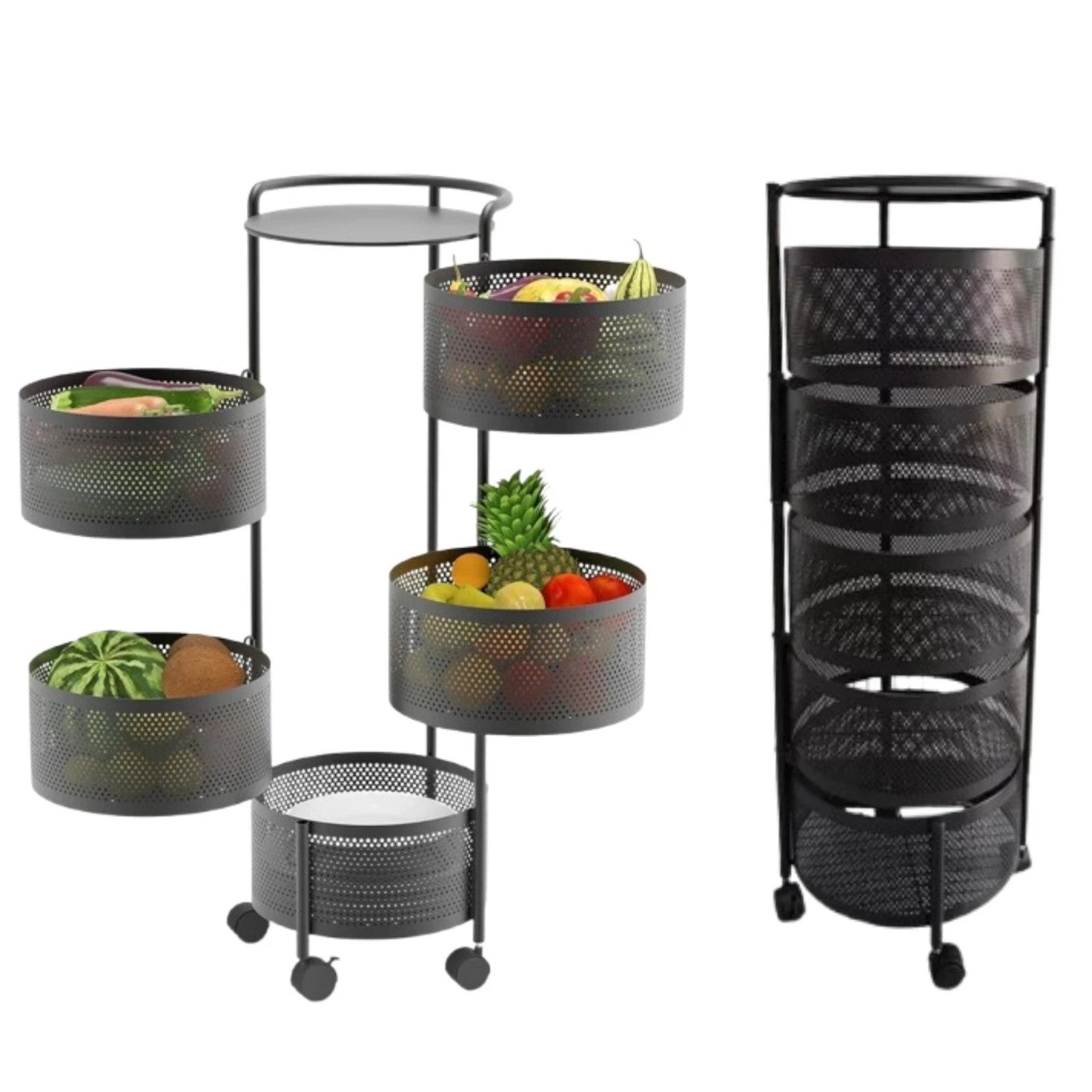 Rotating Storage Rack Trolley Cart Kitchen Bathroom Organizer Vegetable Shelf