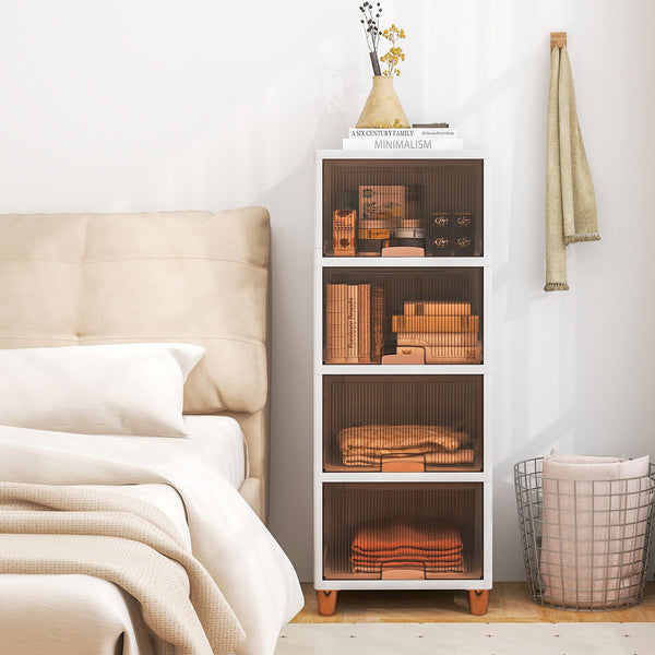 4-Tier Storage Bins Stackable Storage Containers with Magnetic Doors