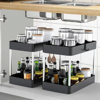 1/2 Pcs under Sink Storage Organizer 2 Tier Drawer Multipurpose Rack Cabinet under Sink Storage Rack Bathroom Kitchen Organizer