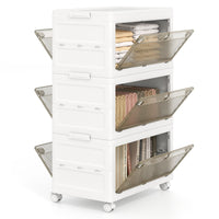 3-Tier/4-Tier Stackable Storage Bins with 3-Way-To-Open Drawers and Wheels