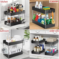 1/2 Pcs under Sink Storage Organizer 2 Tier Drawer Multipurpose Rack Cabinet under Sink Storage Rack Bathroom Kitchen Organizer