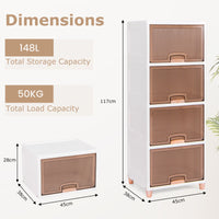 4-Tier Storage Bins Stackable Storage Containers with Magnetic Doors