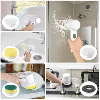 5-In-1 Electric Spin Scrubber Brush for Bathroom Tile Bathtub Sink, Power Scrubber with 5 Replaceable Brush Heads