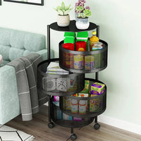 Rotating Storage Rack Trolley Cart Kitchen Bathroom Organizer Vegetable Shelf