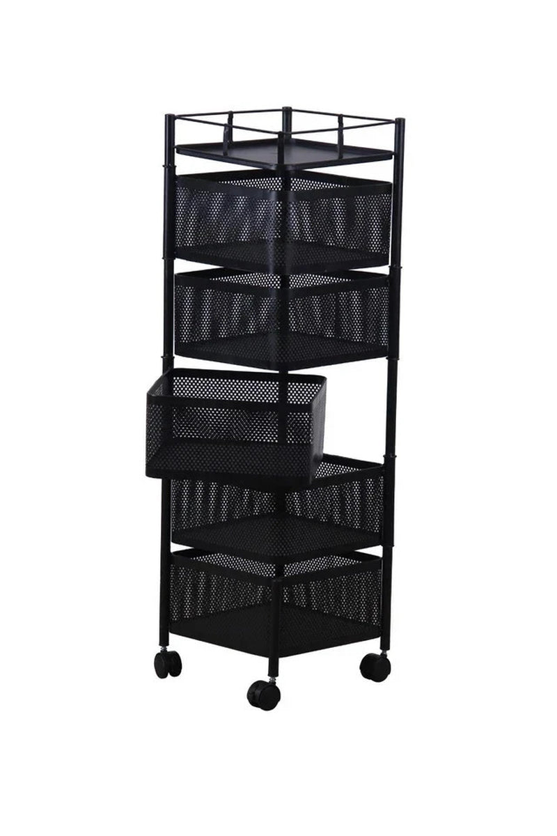 Rotating Storage Rack Trolley Cart Kitchen Bathroom Organizer Vegetable Shelf