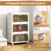 3-Tier/4-Tier Stackable Storage Bins with 3-Way-To-Open Drawers and Wheels