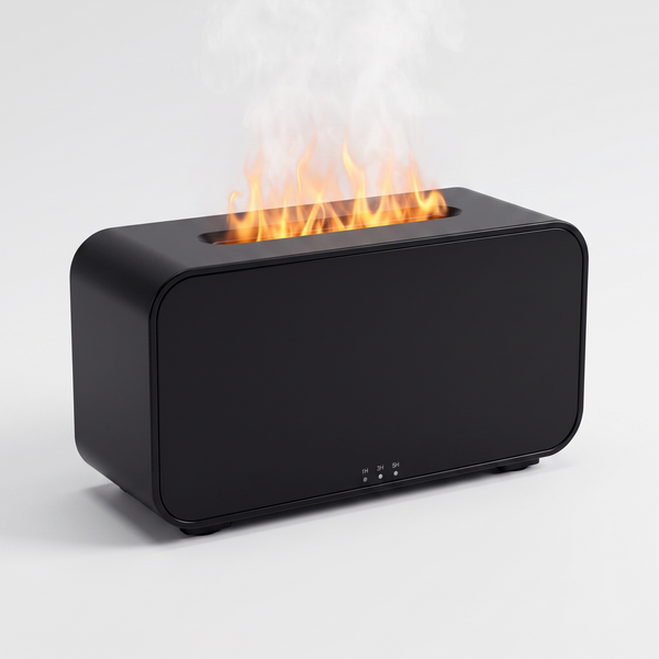 Flame Effect Aroma Diffuser & Humidifier - Black, USB Powered